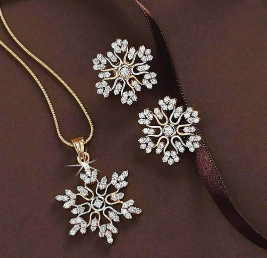 Gold Plated Snowflake Jewelry Set for Women