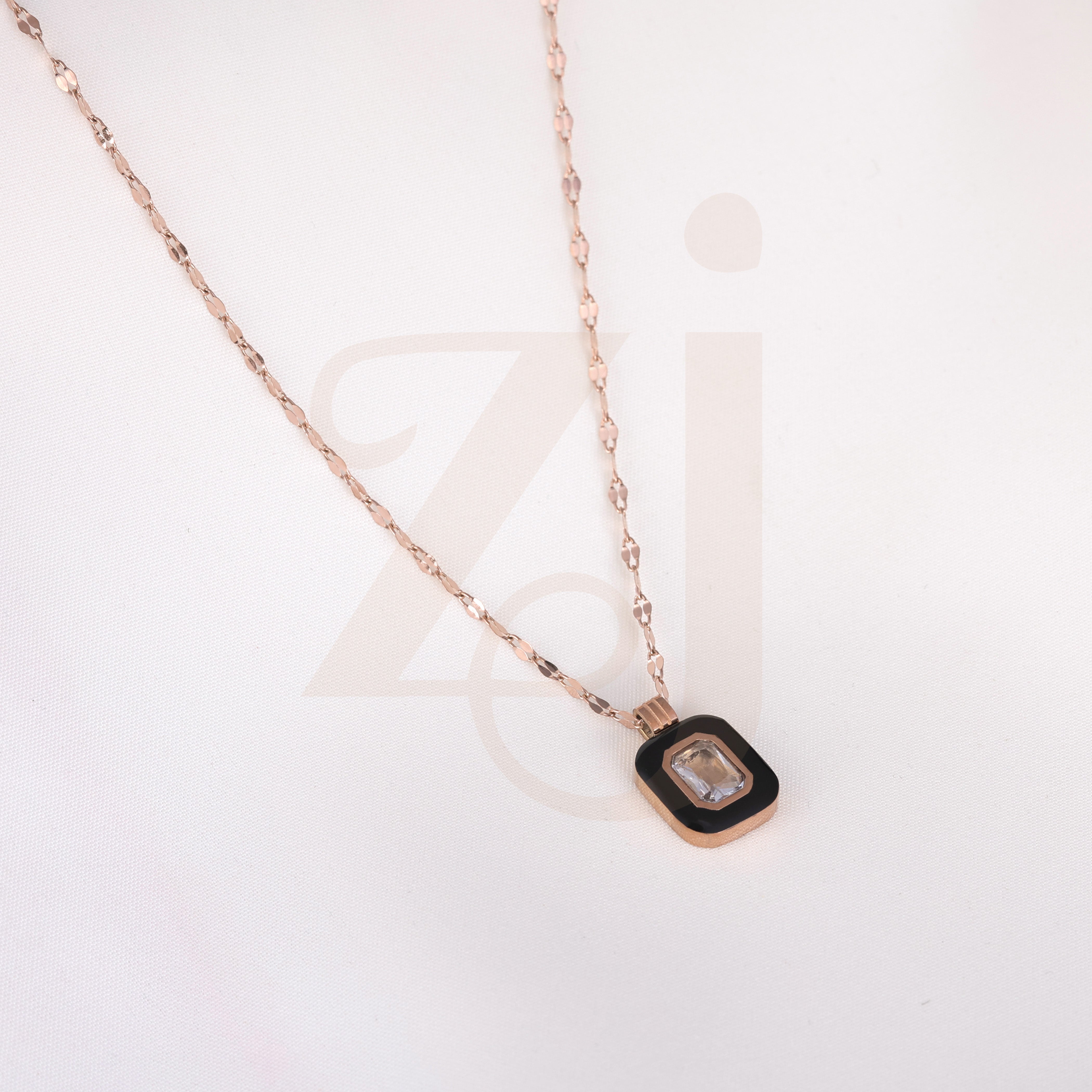 Mina Black Pendant with Diamond and 18K Rose Gold Plating