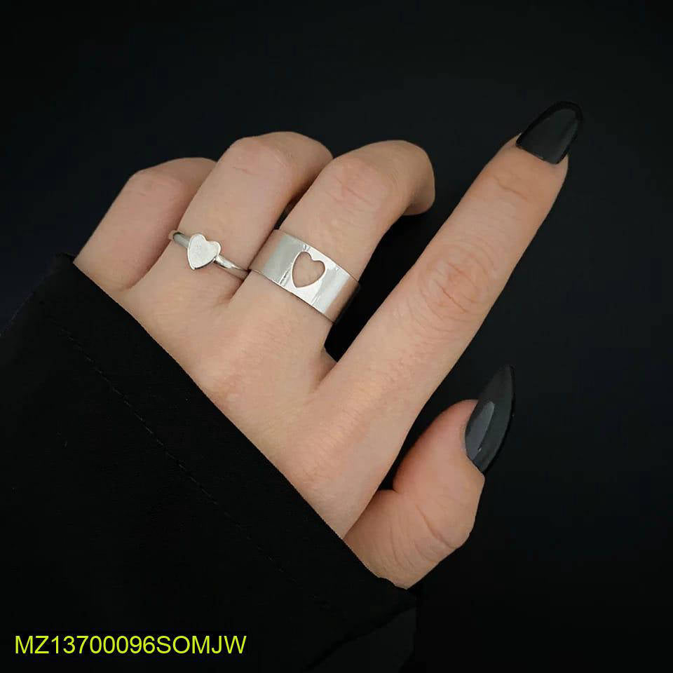Couple heart Rings silver plated