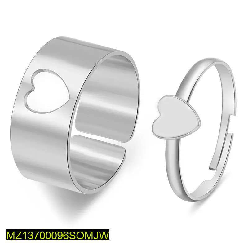 Couple heart Rings silver plated
