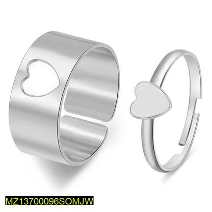 Couple heart Rings silver plated