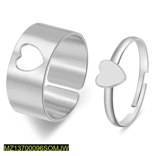 Couple heart Rings silver plated