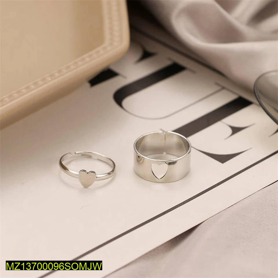 Couple heart Rings silver plated