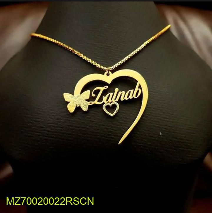 Gold Plated Name Necklace for women|| Zainab Heart Butterfly design