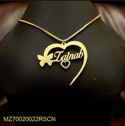 Gold Plated Name Necklace for women|| Zainab Heart Butterfly design