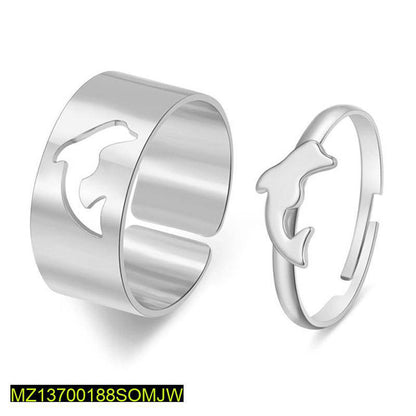 Elegant Dolphin couple Rings || Gold & Silver