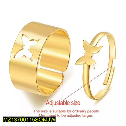 Butterfly couple Rings adjustable Golden plated