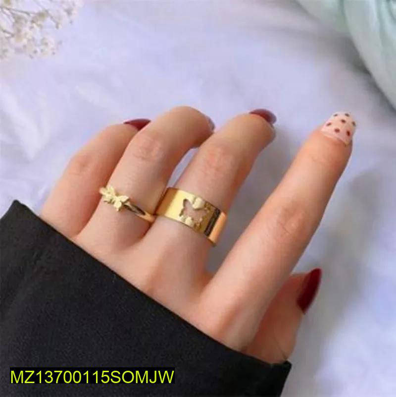 Butterfly couple Rings adjustable Golden plated