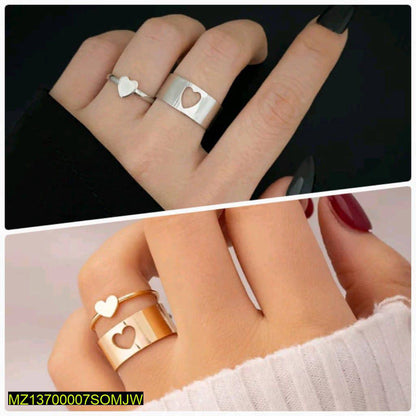 Silver & Gold plated Heart shaped Rings 4 Pcs
