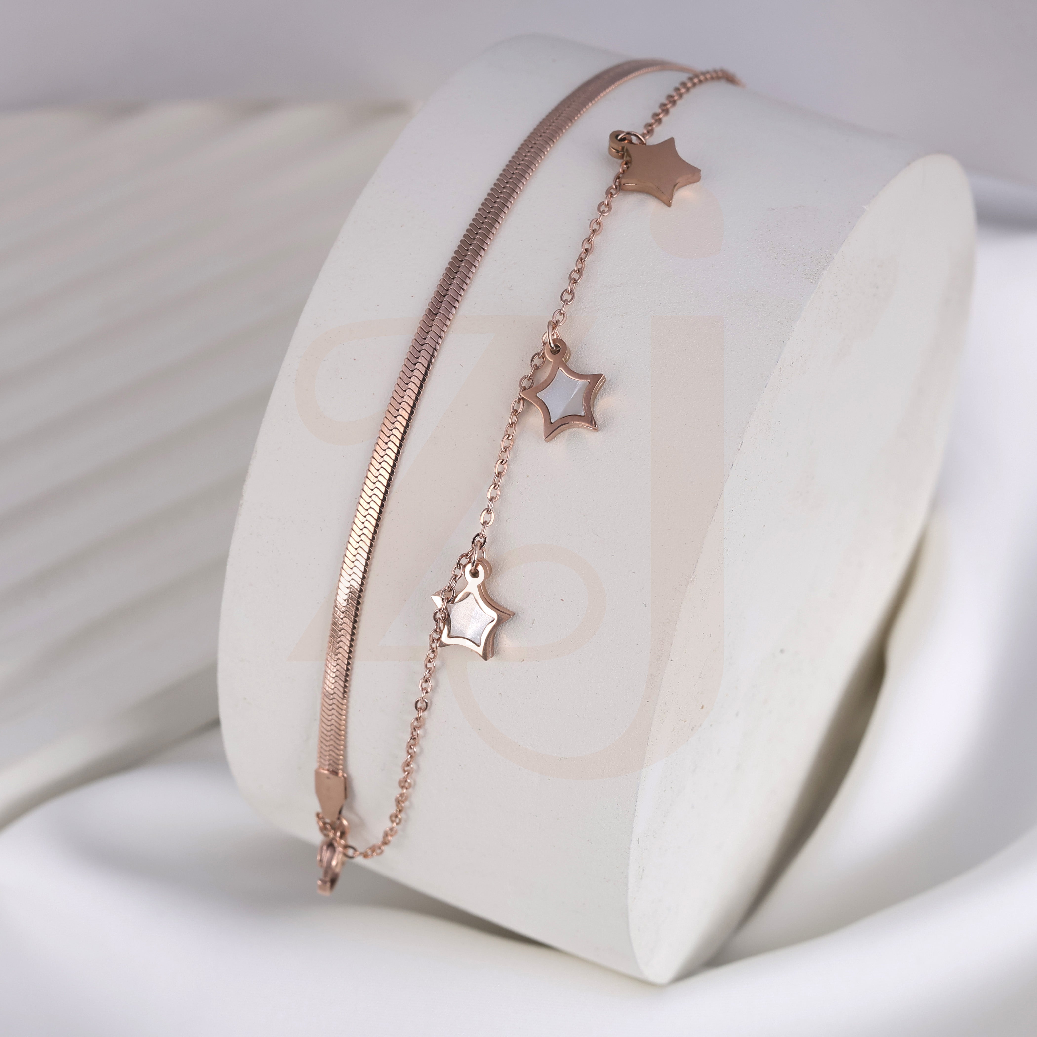 18k Rose Gold Three-Star Bracelet