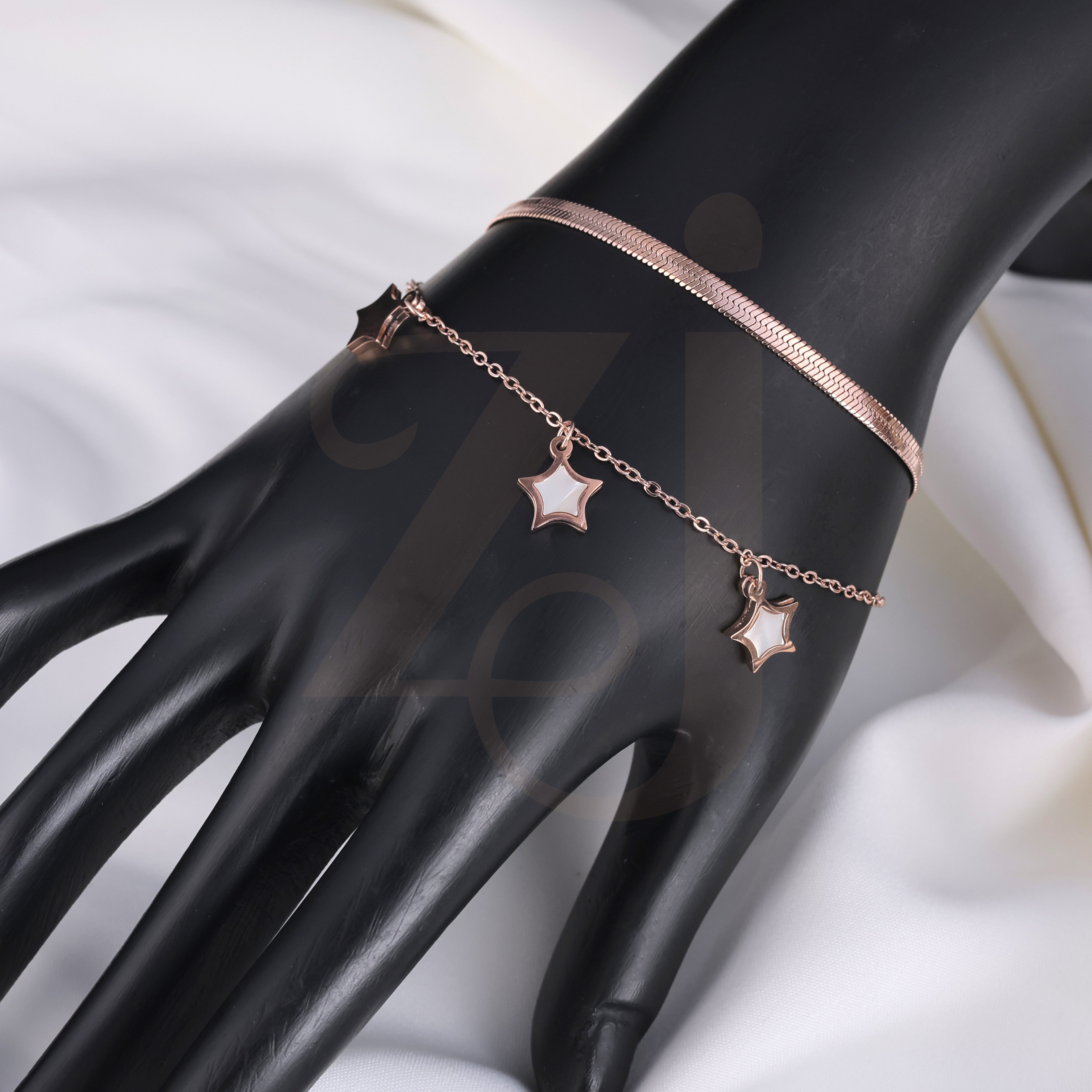 18k Rose Gold Three-Star Bracelet