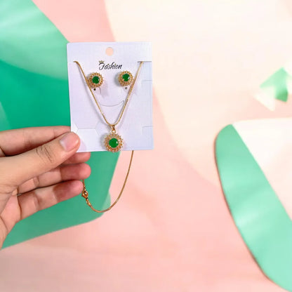 Funky 1 Carat Gold Plated Crystal Pendant Set