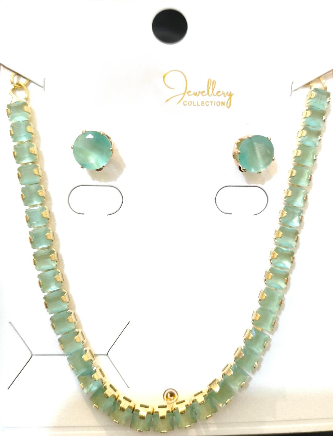Green Crystal Pendant Set for Women Wedding Party Wear
