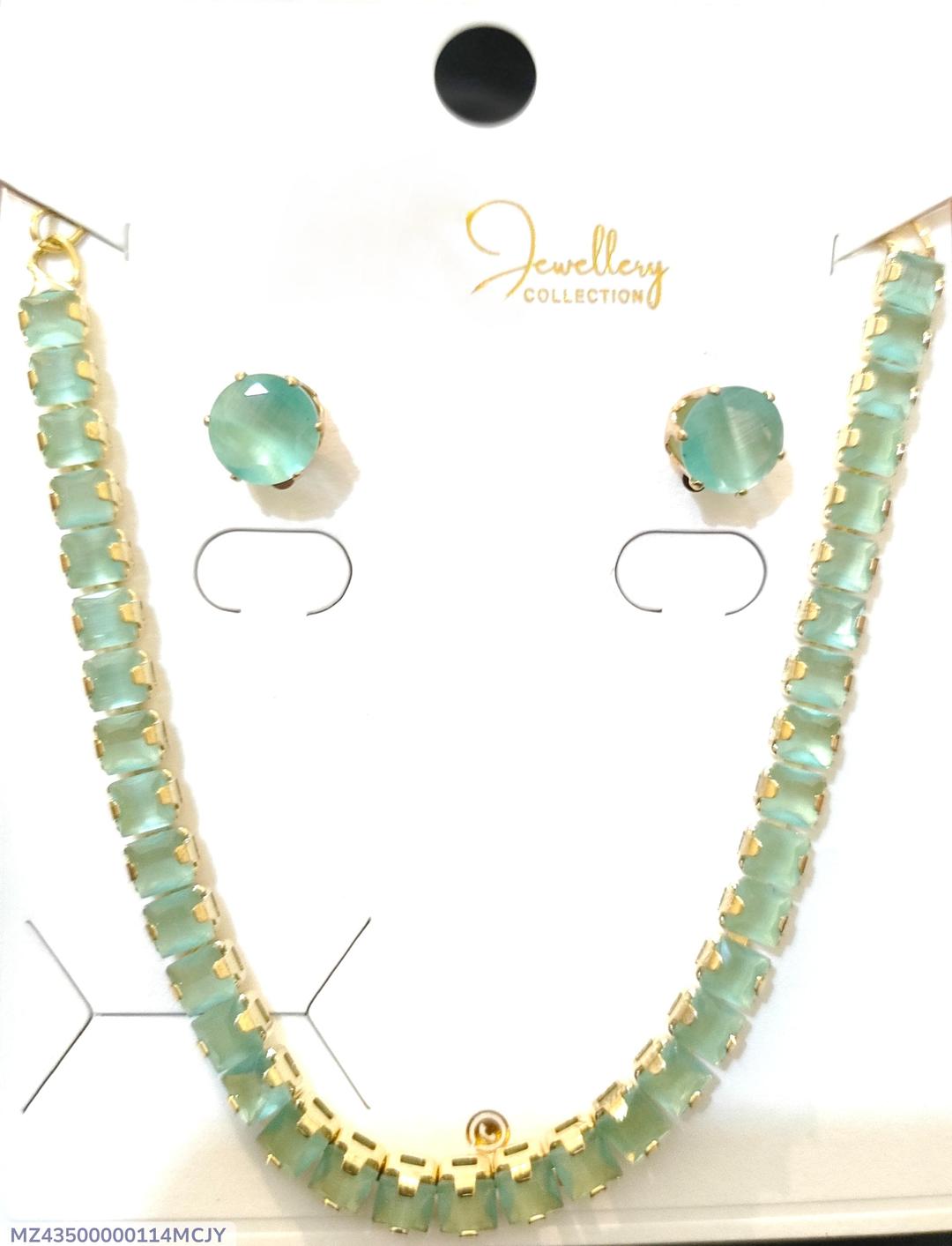 Green Crystal Pendant Set for Women Wedding Party Wear
