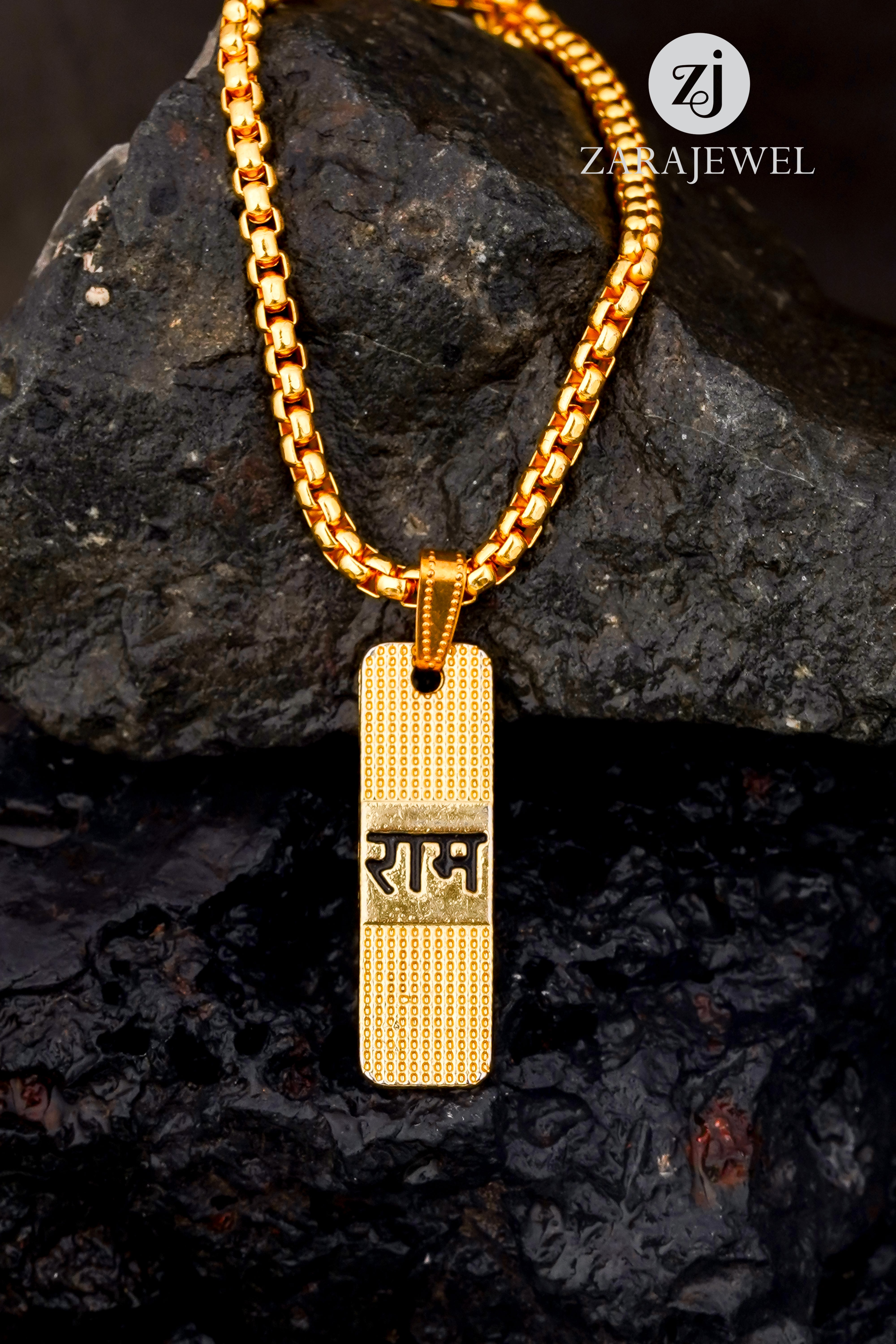 Shree Ram 24K Gold Plated Dotted Pendant with Chain