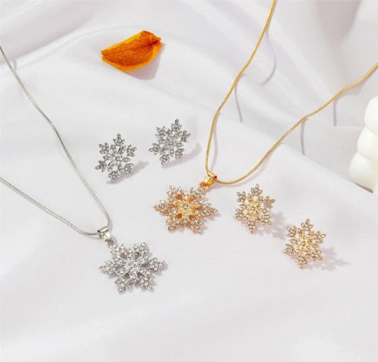 Gold Plated Snowflake Jewelry Set for Women