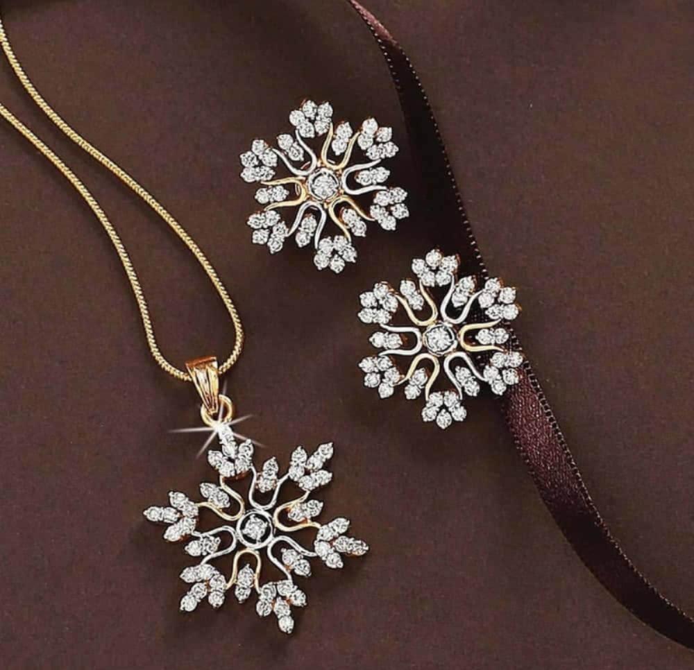 Gold Plated Snowflake Jewelry Set for Women