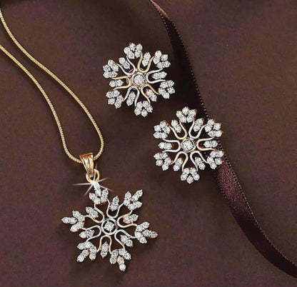 Gold Plated Snowflake Jewelry Set for Women